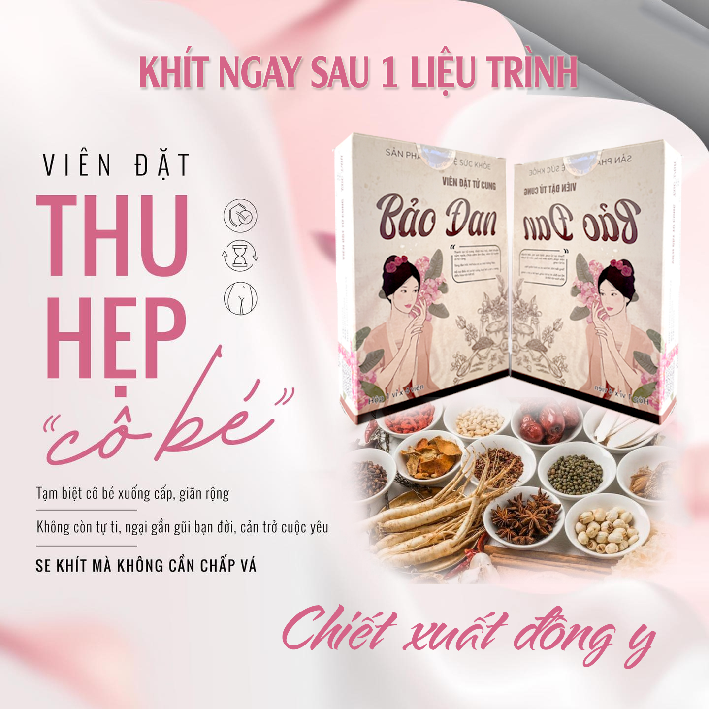 thu hẹp âm đạo bằng viên đặt thảo dược