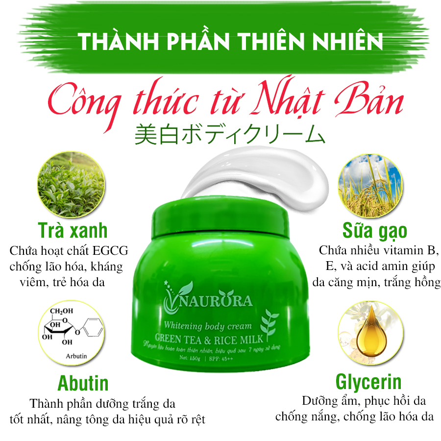 kem body trắng da trà xanh