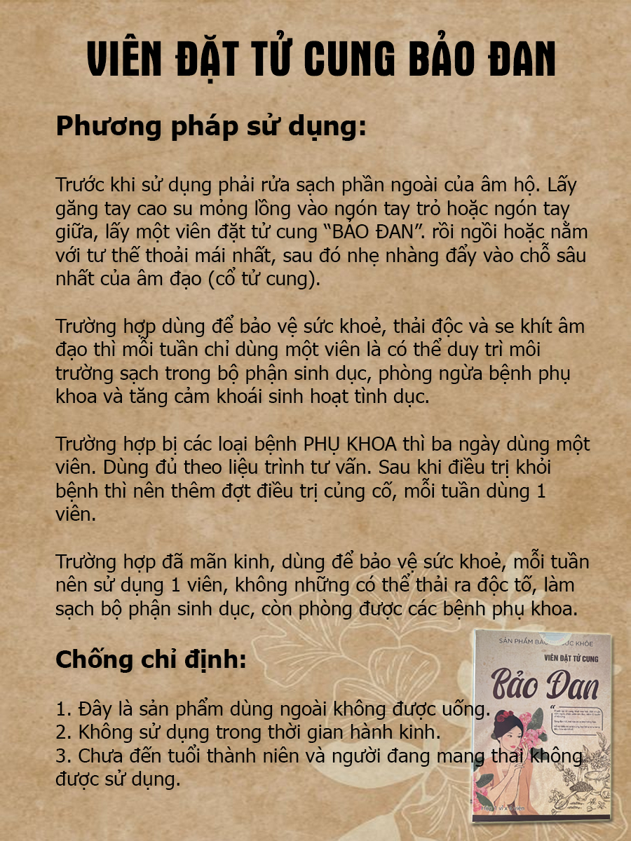 cách dùng viên đặt tử cung bảo đan